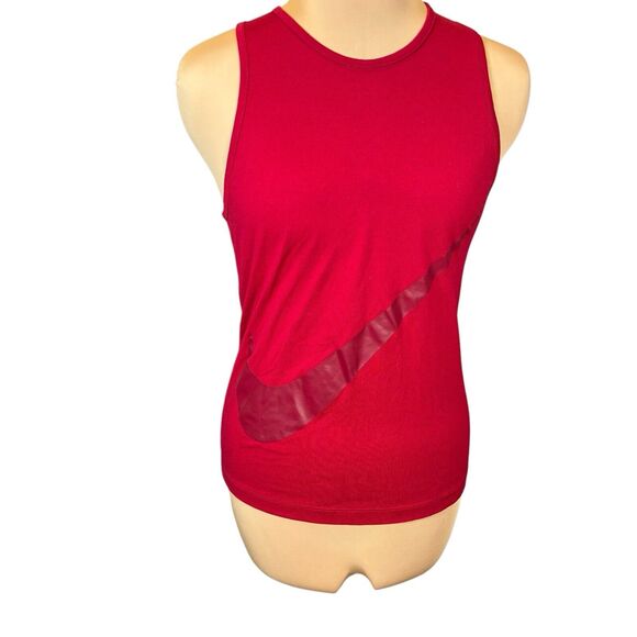 Nike Dri Fit Tank Size XS Red Sleeveless Workout Top Swoosh Performance Gym - Picture 2 of 7